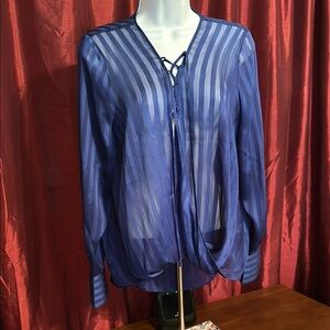 Trouve Blue Tie Front Relaxed Blouse
